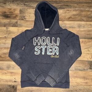 Hollister Women’s Hooded Logo Pullover Sweatshirt Dark Blue Size Medium RN102573